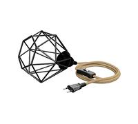 ledscom.de Lampe-cage petite, LEKA avec câble en chanvre, fiche, interrupteur et douille E27, 3 m