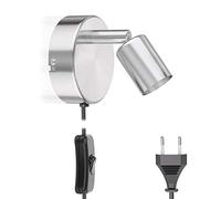 ledscom.de Lampe de lecture/applique LUNARA, interrupteur, fiche, inox mat, 1x GU10 max. 25W