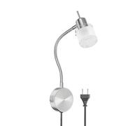 ledscom.de Lampe de lecture/applique murale MIRAS, col de cygne, interrupteur, fiche, inox mat, 1x GU10 max. 25W