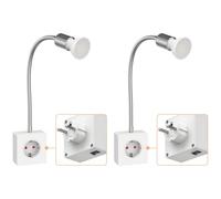 ledscom.de Lampe de lecture LESCH à 2 prises, chrome/blanc, avec ampoule LED GU10 de 5,8 W, 500 lm, variateur à 3 niveaux, lumière blanche chaude