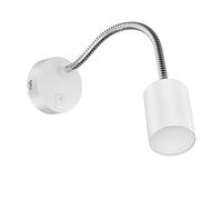ledscom.de Lampe de lecture WAIKA avec col de cygne et interrupteur blanc mat, incl. ampoule LED GU10 630lm, blanc chaud