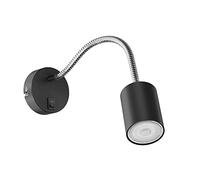 ledscom.de Lampe de lecture WAIKA avec col de cygne et interrupteur noir mat, LED GU10 incluse, PAR16, blanc chaud, 6,05W, 374lm, 70°, variateur à 3 positions