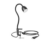 ledscom.de Lampe de serrage GU10 KLUK avec col de cygne, noir in U10, blanc chaud, 6,826W 630lm