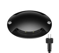 ledscom.de Lampe de sol LED, marquage de chemin BUNDA pour l'extérieur, IP67, 2 flammes, noir, rond, 70mm Ø, blanc chaud