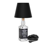 ledscom.de Lampe de table FLAKO, câble textile + abat-jour noir, ampoule E27 efficacité énergétique A (blanc chaud, 4W, 848lm) sans bouteille