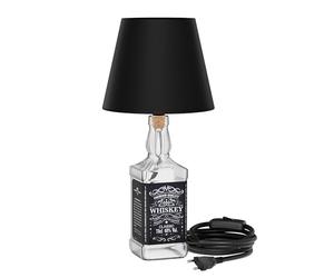 ledscom.de Lampe de table FLAKO, câble textile noir, abat-jour noir, in mpoule LED E27 à 3 niveaux (blanc chaud, 7,1 W, 963lm) sans bouteille