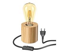 ledscom.de Lampe de table HITO, bois massif, ronde, incl. ampoule E27 rétro or extra blanc chaud 489lm