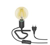ledscom.de Lampe de table TRIN douille de lampe Triangle pied triangulaire noir fiche interrupteur E27 lampe LED or max. 818lm, gradation en 3 étapes, blanc extra chaud
