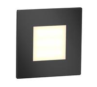 ledscom.de Lampe d'escalier/encastrée dans le mur à LED FEX pour l'intérieur et l'extérieur, carrée, noire, 85 x 85mm, blanc chaud