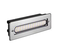 ledscom.de Lampe d'escalier LED/encastrée dans le mur pour l'intérieur et l'extérieur, carrée, inox, 198 x 61mm, 2,2 W, 248lm, blanc chaud