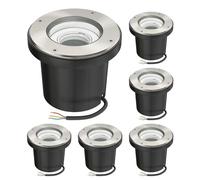 ledscom.de Lampe encastrée dans le sol BOFU, Outdoor, IP67, pivotante, inox, ronde, 150mm Ø, 1x GU10 max. 15W, 6 pcs.