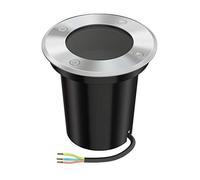 ledscom.de Lampe encastrée dans le sol BOLI pour l'extérieur, IP67, inox, ronde, 108mm Ø, 1x GU10 max. 15W