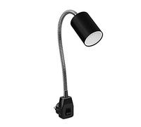 ledscom.de Lampe GU10 pour prise WAIKA Col de cygne, interrupteur, noir, ampoule LED GU10 450lm blanc chaud incluse