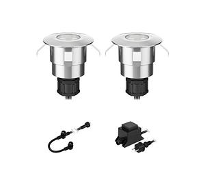 ledscom.de Lampe LED à encastrer au sol Atria pour l'extérieur aluminium blanc chaud, 14lm chacune, IP65, 40mm Ø 2er Set