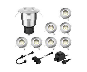 ledscom.de Lampe LED à encastrer au sol Atria pour l'extérieur aluminium blanc chaud 14lm IP65 chacune 40mm Ø 8er Set