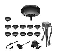 ledscom.de Lampe LED de sol en saillie Bunda, 4 flammes, avec capteur crépusculaire pour l'extérieur, noir, carrossable, blanc froid, set de 12 pièces