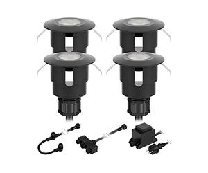 ledscom.de Lampe LED encastrée dans le sol ATRIA pour l'extérieur, IP65, noir, rond, 40mm Ø, blanc chaud 4er Set