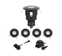 ledscom.de Lampe LED encastrée dans le sol ATRIA pour l'extérieur, IP65, noir, rond, 40mm Ø, blanc chaud 5er Set