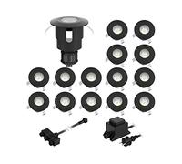 ledscom.de Lampe LED encastrée dans le sol ATRIA pour l'extérieur, IP65, noir, rond, 40mm Ø, blanc chaud 15er Set