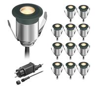 ledscom.de Lampe LED encastrée dans le sol BINO pour l'extérieur, anthracite, IP67, 32mm Ø, blanc chaud, set de 12 pièces