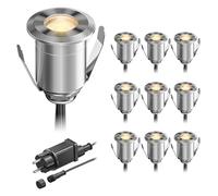 ledscom.de Lampe LED encastrée dans le sol BINO pour l'extérieur, IP67, 32mm Ø, blanc chaud, set de 10 pièces