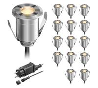 ledscom.de Lampe LED encastrée dans le sol BINO pour l'extérieur, IP67, 32mm Ø, blanc chaud, set de 15 pièces