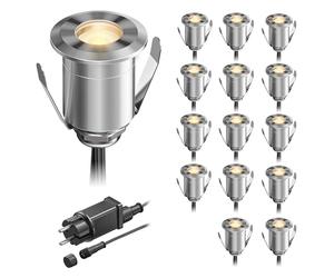 ledscom.de Lampe LED encastrée dans le sol BINO pour l'extérieur, IP67, 32mm Ø, blanc chaud, set de 15 pièces