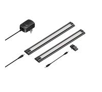ledscom.de Lampe LED sous châssis SIRIS noir mat, plat, 30cm chacun, 368lm chacun, blanc chaud, set de 2 pièces