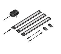 ledscom.de Lampe LED sous châssis SIRIS noir mat, plat, 30cm chacun, 368lm chacun, blanc chaud, set de 3 pièces