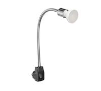 ledscom.de Lampe prise LESCH Lampe de lecture col de cygne, interrupteur, chromé/noir + ampoule LED 450lm blanc