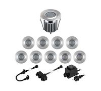ledscom.de Lampes LED encastrées dans le sol BODES pour l'extérieur, blanc chaud, 94lm/luminaire chacune, mat, rond, 50mm Ø, set de 10