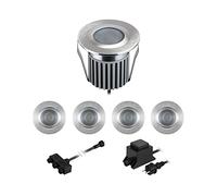 ledscom.de Lampes LED encastrées dans le sol BODES pour l'extérieur, blanc chaud, 94lm/luminaire chacune, mat, rond, 50mm Ø, 5er Set