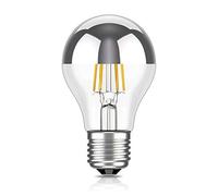 ledscom.de LED E27 lampe miroir de tête A60 2700K blanc chaud 399lm 4,3W 230V - ampoule à tête argentée - non dimmable