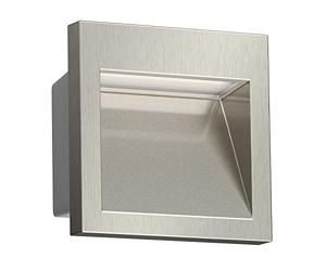 ledscom.de LED encastré mural NOLA, downlight pour l'extérieur, IP54, aluminium brillant, 90 x 90mm, blanc chaud
