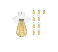 ledscom.de Lot de 10 plafonniers encastrables en porcelaine E27 TELA, blancs, avec ampoule LED incluse, dorée, 489 lm, blanc très chaud