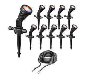 ledscom.de Lot de 10 projecteurs de jardin avec piquet de terre PIRK, pour l'extérieur, IP44, noir, y compris Smart Home RGBW GU10 LEDs 473lm chacun