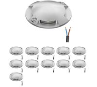 ledscom.de Lot de 12 lampes de sol à LED, balisage RUNDA pour l'extérieur, IP67, 4 lampes, aluminium, rondes, 70 mm de diamètre, blanc froid