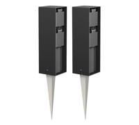 ledscom.de Lot de 2 colonnes de Prises de Jardin POKU avec Piquet d'ancrage pour l'extérieur, IP44, Double Prise, Noir, carrées, 23 cm