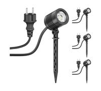 ledscom.de Lot de 4 petits projecteurs LED de jardin avec piquet TARL pour l'extérieur, IP65, noir, 4,3 W, 340 lm, blanc chaud