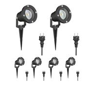ledscom.de Lot de 6 projecteurs de jardin LED DUK noirs avec piquet d'ancrage pour l'extérieur, en aluminium, avec ampoule LED GU10 incluse (blanc chaud, 5,4 W, 510 lm, 45°)