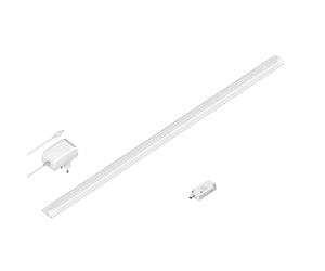 ledscom.de Luminaire d'agencement LED SIRIS blanc mat avec alimentation et détecteur de mouvement, plat, 90cm, 1044lm, blanc