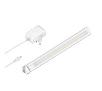 ledscom.de Luminaire d'agencement LED SIRIS blanc mat avec bloc d'alimentation, montage en angle, plat, 30cm, 368lm, blanc chaud