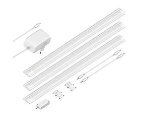 ledscom.de Luminaire d'agencement LED SIRIS blanc mat avec variateur tactile, plat, 50cm chacun, 655lm chacun, blanc, 3er Set