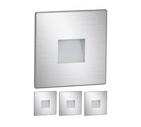 ledscom.de Luminaire d'escalier/encastré mural 4 LED FOW pour l'intérieur et l'extérieur, downlight, carré, acier inoxydable, 85 x 85 mm, blanc froid