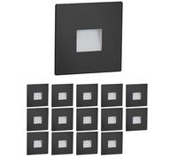 ledscom.de Luminaire d'escalier/encastré mural à 15 LED FOW pour l'intérieur et l'extérieur, downlight, carré, noir, 85 x 85 mm, blanc chaud