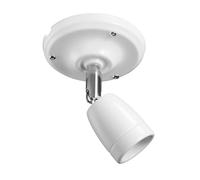 ledscom.de Plafonnier/douille de lampe ELEPO, porcelaine, acier, blanc brillant, 1x E27 max. 40W
