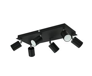 ledscom.de Plafonnier WAIKA, six-flammes, noir, mat, incl. lampes LED GU10 340lm blanc chaud chacune