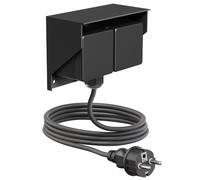 ledscom.de Prise apparente PIWI pour l'extérieur avec câble de 2 m, IP44, double, noire, horizontale