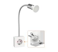 ledscom.de Prise de courant LESCH Lampe de lecture, chrome/blanc incl. ampoule LED GU10 7W, 630lm, blanc