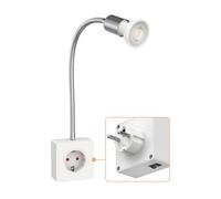 ledscom.de Prise de courant LESCH Lampe de lecture, chromée/blanche incl. ampoule LED GU10 5,8W, 468lm, 33°, blanc chaud